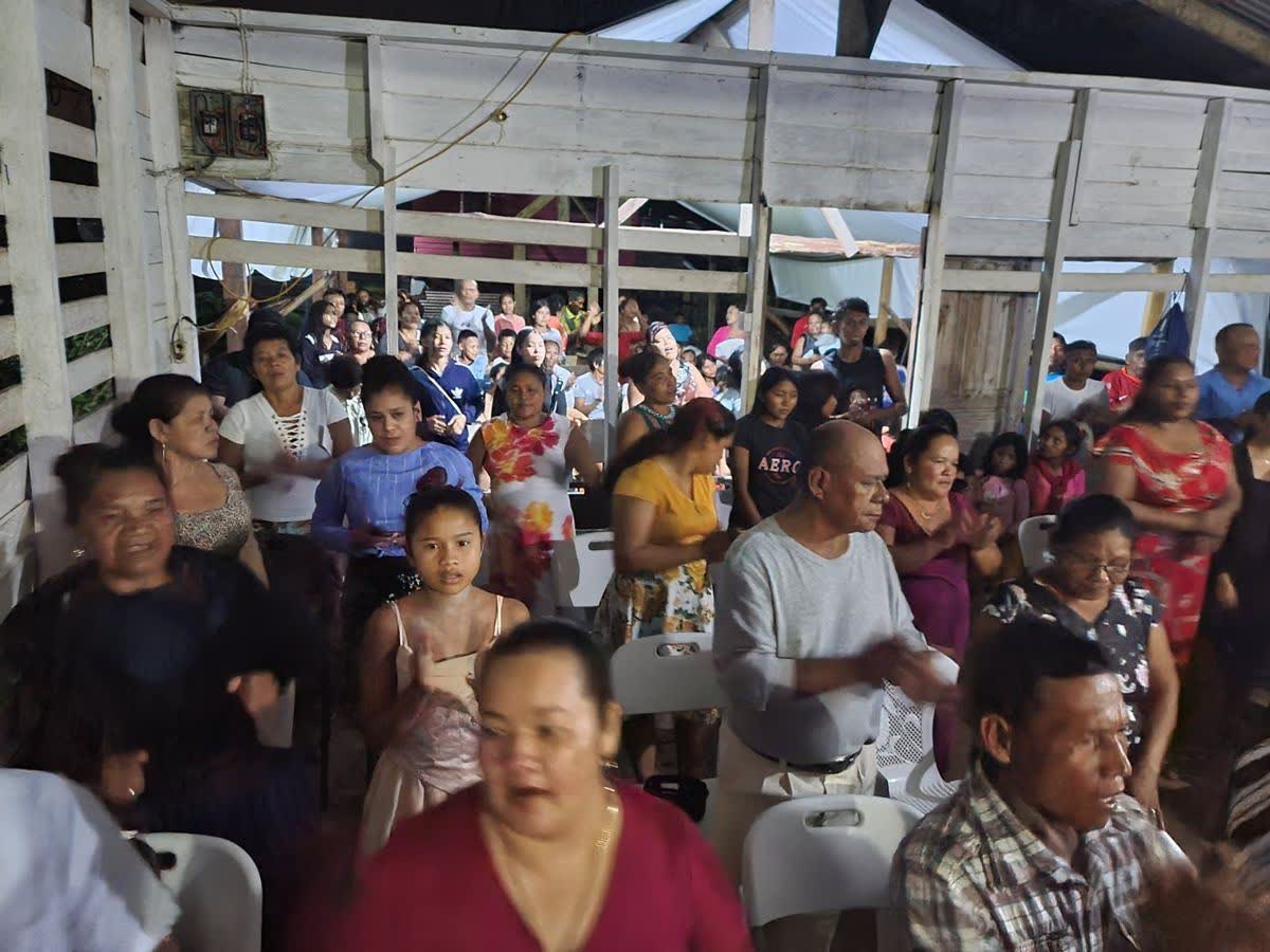 A packed service in Guyana